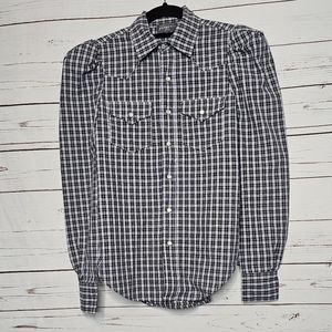 Greysn Western Puff Sleeve Plaid Top
